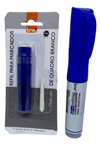 Marcador Quadro Branco Recarregável Brw Cores Vivas Cor Azul
