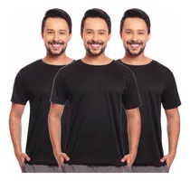 Comprar Kit 3 Camisas Básicas Masculina Dry Fit Lisa Tradicional