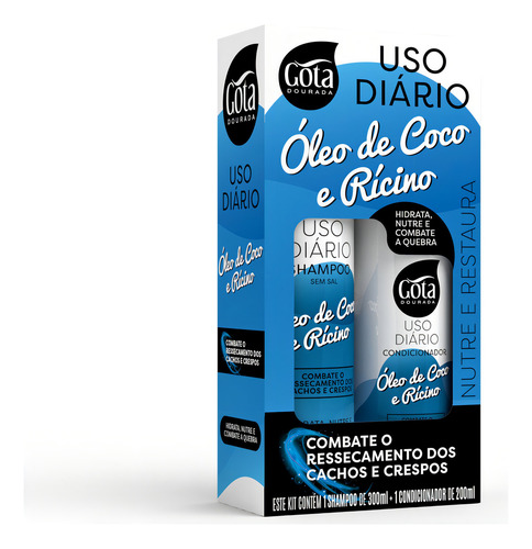Kit Shampoo Oleo De Coco E Ricino Gota Dourada 300 Ml