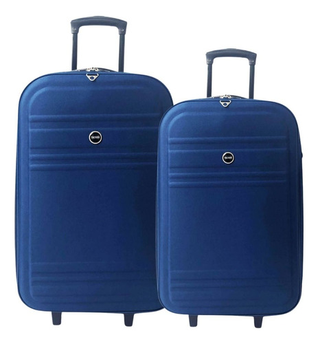 Kit Viagem 2 Malas M 23kg E G 32kg Em Tecido Poliester Mundi Cor Azul