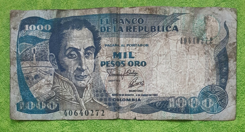 Billete De Mil Pesos Oro, Colombiano
