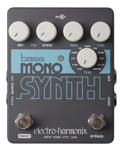 Pedal de efeito Electro-Harmonix Bass Mono Synth  cinza