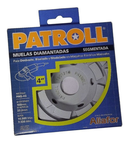 Disco De Muela Diamantada 100 Mm Patroll Pms-4g De Aliafor