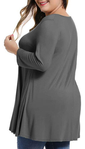 Playera Holgada De Manga Larga Con Cuello Redondo Y Talla G