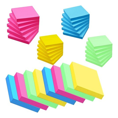 Bloco Auto Adesivo Post-it Recado Lembrete 400 Folhas Neon