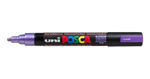 Caneta Posca Uni-ball Pc-5m 1.8mm-2.5mm Violeta Metálico
