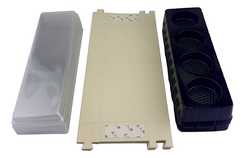 Imagen 3 de 3 de Caja Postres De Bamboo 4 Puestos Blancas Pack De 10und 1154