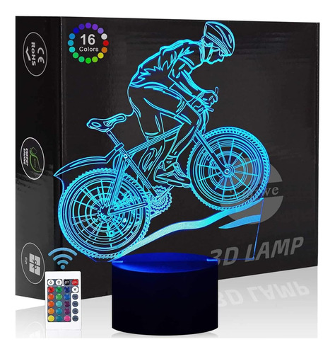 Mountain Bike Bicycle 3d Illusion Night Light Toy, 16 Colore