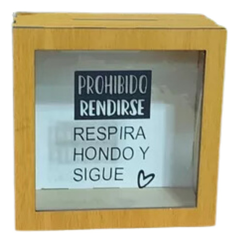 Alcancia De Madera Personalizada 19x19x9cm Prohibido Rendirs