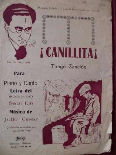 Partitura Tango Canillita De Saul Lio Ulio Cesar Piano Y Voz