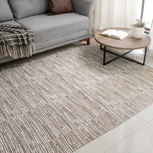 Tapete Para Sala Antiderrapante Jacquard Marrom 140x200cm Lavável