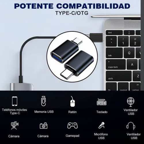 4 Piezas Adaptador Usb Cable Otg Usb Tipo C A Usb 3.0 5gbps Negro