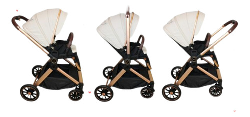 Carriola 4 En 1 Reversible Con Portabebé - Victoria Ibaby Blanco Dorado
