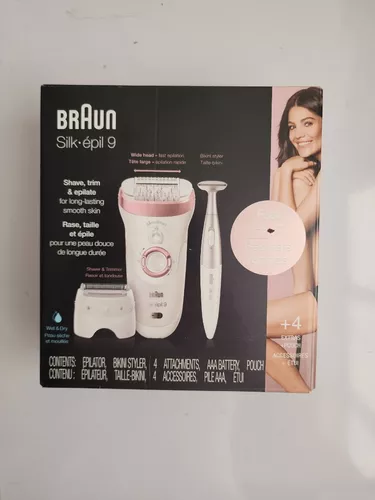  Depiladora Braun Silk-épil 9, 9-890, depilación de vello facial  para mujer, recortadora para línea de bikini, afeitadora para mujer en  húmedo y seco, inalámbrica y con 7 extras : Belleza y