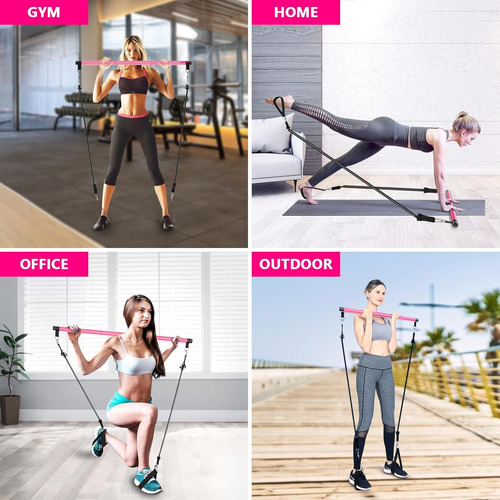 Kit De Pilates Con Barra Y Bandas De Resistencia - Ejercicio