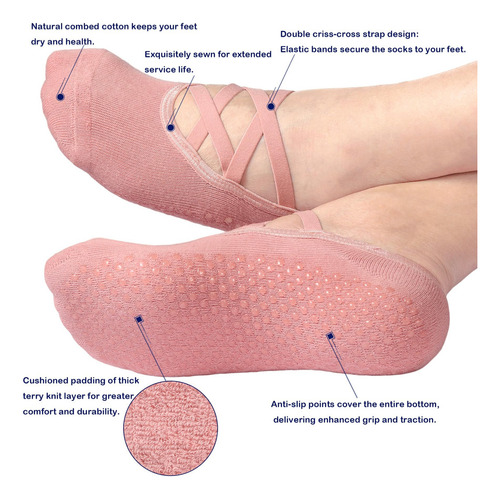 Calcetines De Yoga Antideslizantes Con Empuñaduras, Para