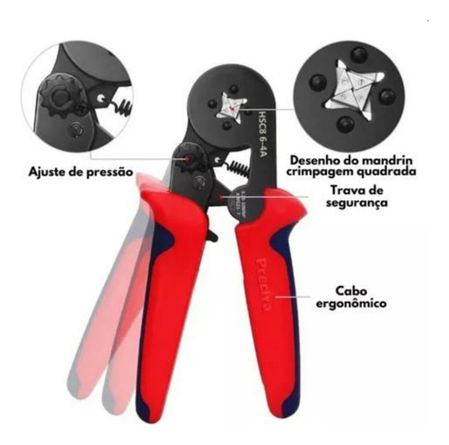 Alicate Desencapador Crimpador Fios 1900 Terminais Ilhós