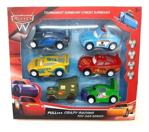 Kit 6 Carros Relampago Mcqueen Carrinhos Disney Cor Vermelho