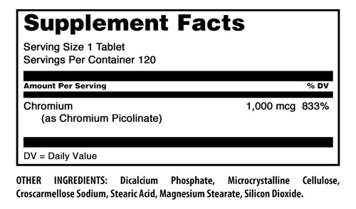 Suplemento Amazing Nutrition Picolinato De Cromo 1000mcg