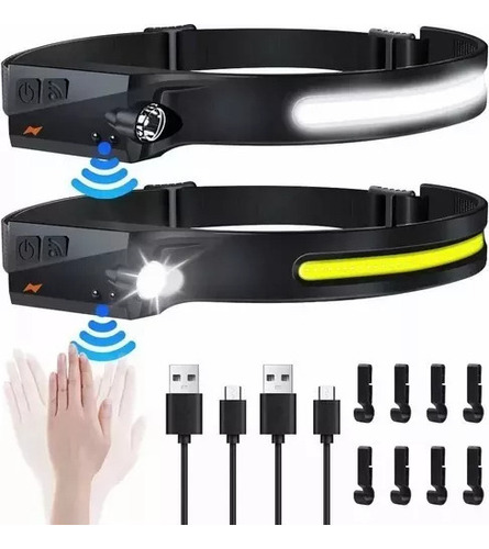 L Lámpara De Cabeza Con Sensor Impermeable Recargable 2pcs