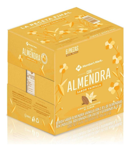 Bebida De Almendras Member's Mark Vainilla 6 Pzas De 946 Ml