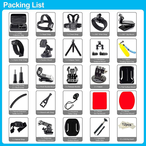Imagen 2 de 7 de 61 En 1 Acción Cámara Accesorios Kit Para Gopro Hero 9 8...