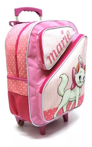 Kit Mochila Infantil Escolar Com Rodinhas Gata Marie