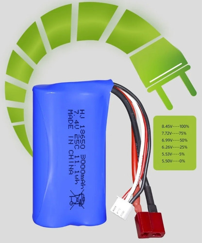 Lipo Bateria Recarregável 7,4v 3000mah 2s 25c Rc Autos E Aer