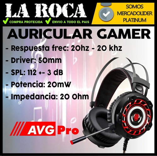 Auricular Led Rgb Gamer Microfono Gaming Xbox Ps4 Pc