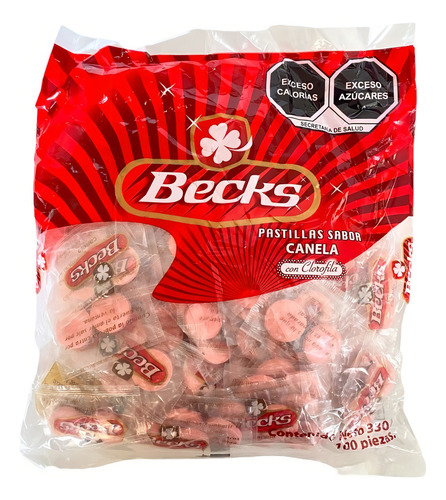 Pastillas Dulces Becks Sobres Sabor Canela 100pzs 330g