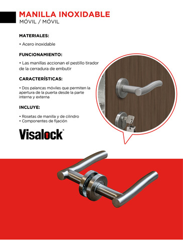 Imagen 5 de 8 de Cerradura Cisa Embutir 83 45mm + Manilla Visalock 2552