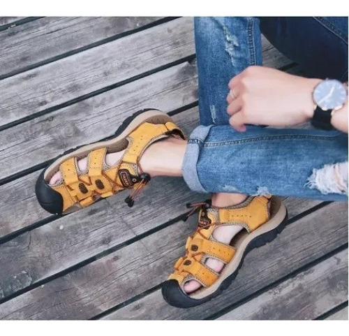 Xc Zapatos Cuero Genuino For Hombres, Sandalias Gran Tamaño