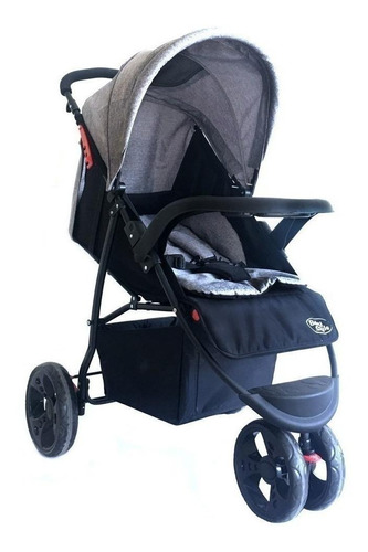 Carrinho de bebê 3 rodas Baby Style Urban cinza com chassi de cor preto