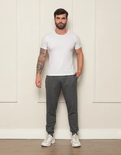 Calça Moletom Masculina Flanelada Com Bolso Jogger Adulto