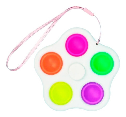 Imagen 1 de 9 de Llavero Pop It 5 Burbujas Con Spinner Blanco Negro Ansiedad