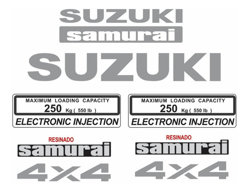 Kit Gráfico Completo Adesivo Suzuki Samurai 4x4 Azul Smraia