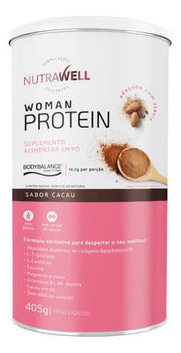 Proteína De Colágeno, Nutrawell Woman Protein 405g Sabor Cacau