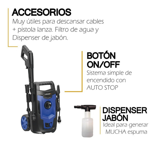 Imagen 3 de 10 de Hidrolavadora Logus 110bar 1400w C/autostop - 6 Cuotas!