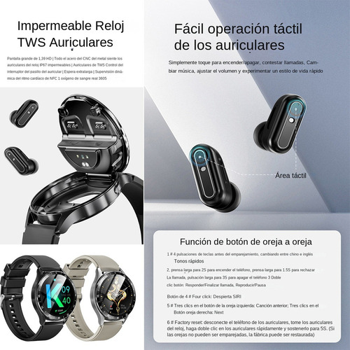Auriculares Bluetooth 2 En 1 Para Reloj Inteligente Con Nfc