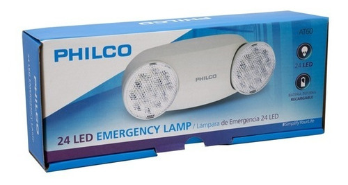Imagen 5 de 5 de Lampara De Emergencia Philco At60 2 Focos Fijo - Revogames
