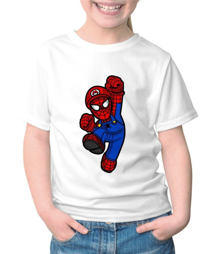 Remeras De Chicos Estampada Sublimada Mario Spiderman - 7498