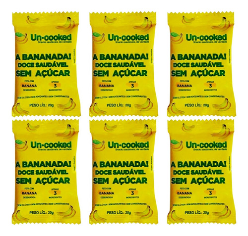 Bananinha Vegana Sem Açúcar Glutem Lactose Kit Uncooked6 20g