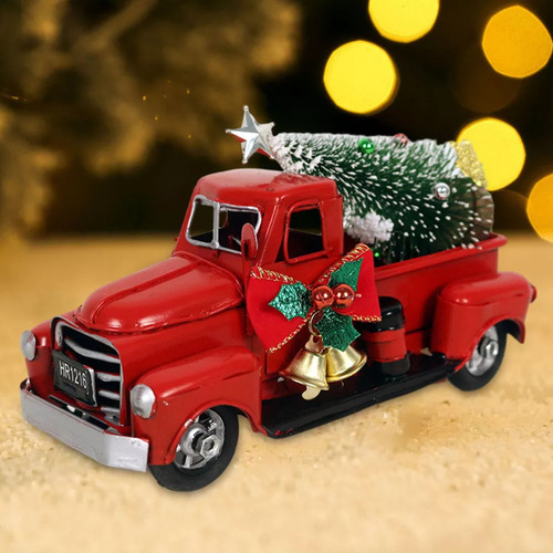 Camión Rojo Estilo Vintage Centro De Mesa Navideño Decorar
