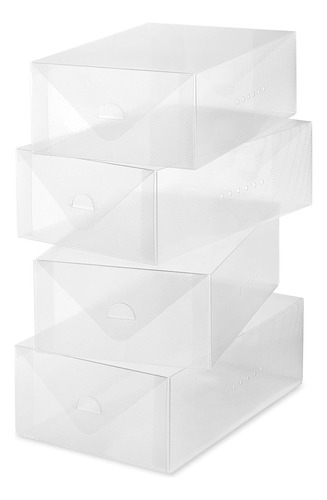 Caja De Zapatos Clear Vue Mujer, Juego De 4, Color Blan...