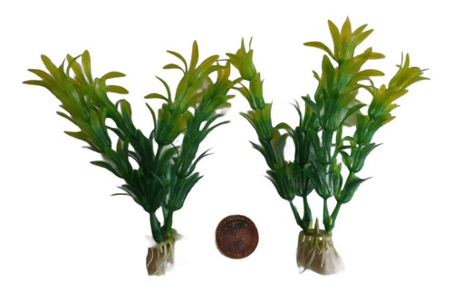 Planta Artificial Plástica 10cm 2 Unid Con Base