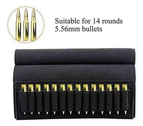 Cartuchera Porta Cartuchos Municion Rifle Culata Elastica Negro