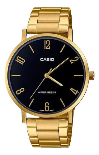 Reloj Casio Hombre Mtp-vt01g-1b2 Color De La Correa Dorado Color Del Bisel Dorado Color Del Fondo Negro