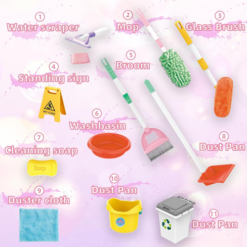 Juego De Limpieza Para Niños De 16 Piezas, Juego De Limpieza