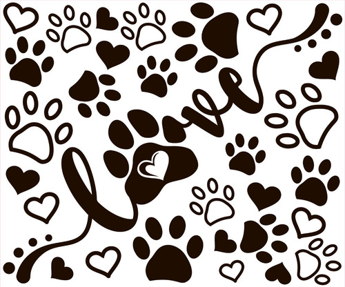 Vinilos Decorativos Love Mascotas Perro Gato Huellitas