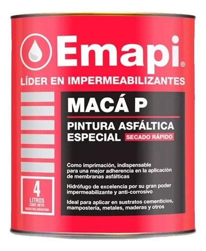 Pintura Asfaltica Emapi Impermeabilizante X 4 Lts